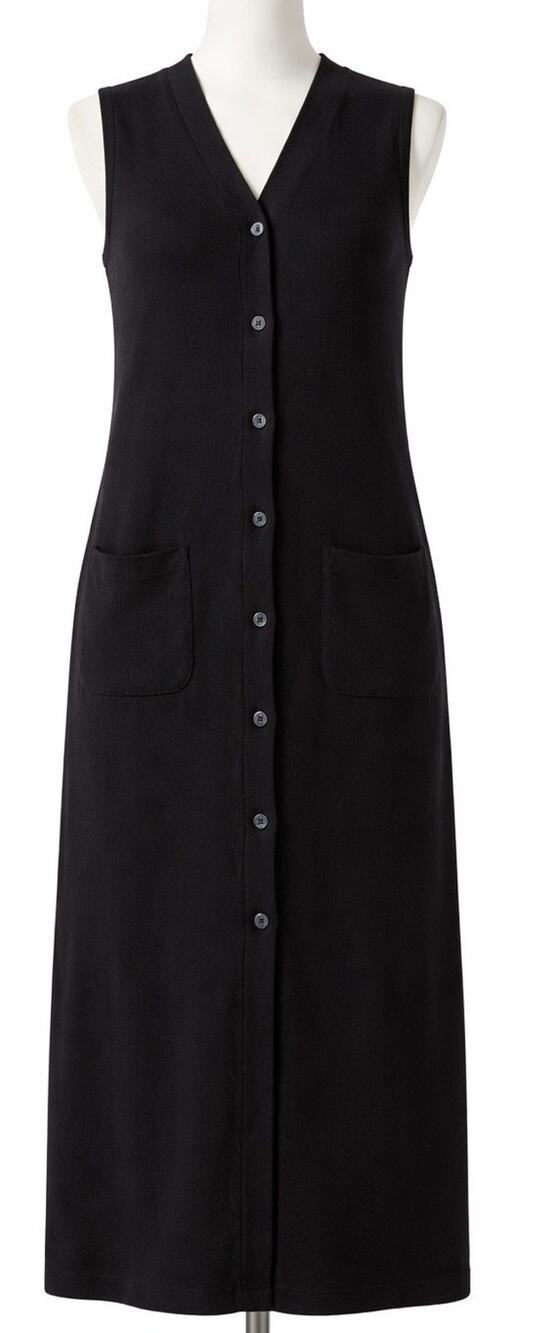 Vtg Outlander Black Knit Sleeveless Button Front Dress Long Maxi Women m 8 10